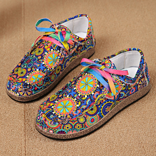 Damen Freizeit Sneaker mit buntem Muster und komfortablem Fußbett EB