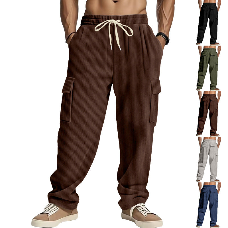 Herren Cordcargo-Hose mit weitem Bein, Tunnelzugbund und aufgesetzten Cargotaschen EB