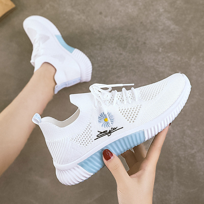 Damen atmungsaktive Freizeitsneaker mit strickartiger Oberflächenstruktur und stabiler Sohle EB