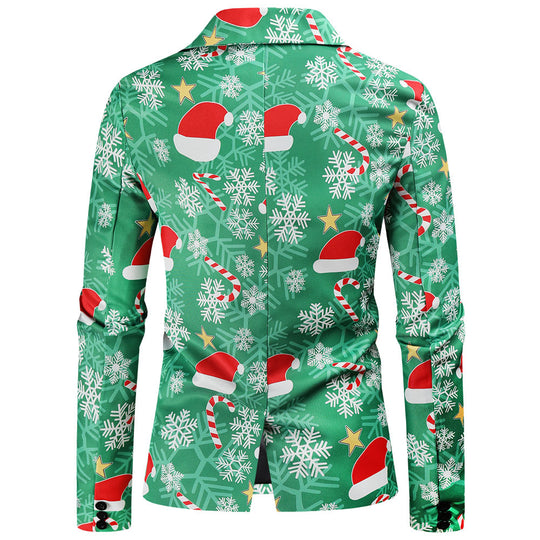 Herren Festlicher Blazer mit weihnachtlichem Motiv und modernem Schnitt EB