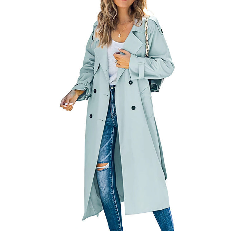 Damen legerer Trenchcoat mit Gürteldesign und stylischen Knöpfen EB