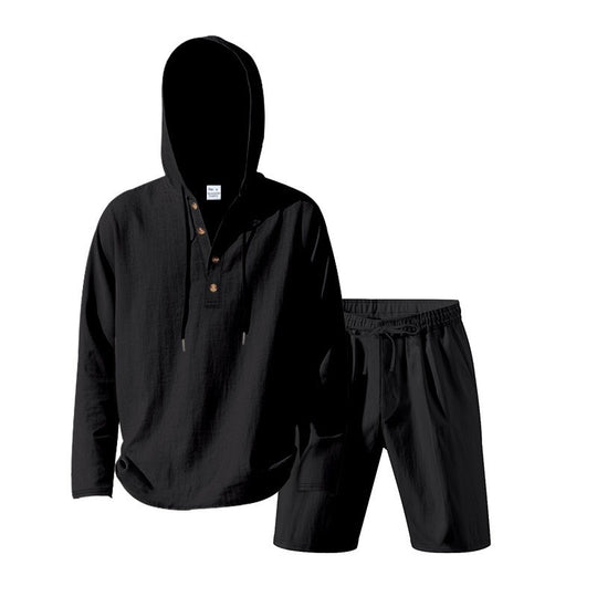 Herren lässiges Kapuzenshirt mit kurzer Hose im entspannten Stil EB