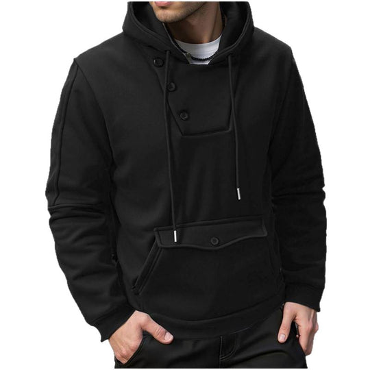 Herren Kapuzenpullover mit Knopfverschluss und praktischen Taschen EB