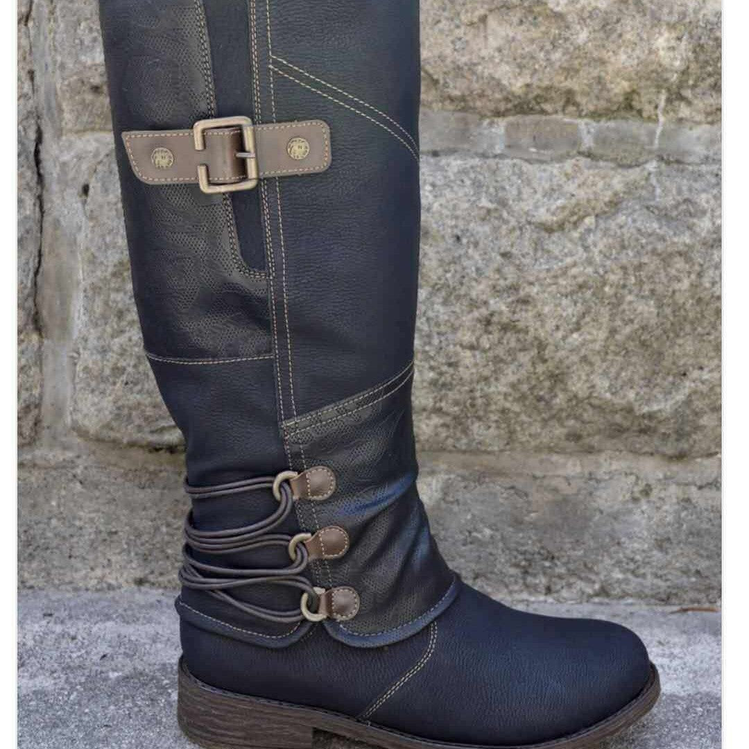 Damen Stiefel mit modischem Riemendesign und robustem Profil EB