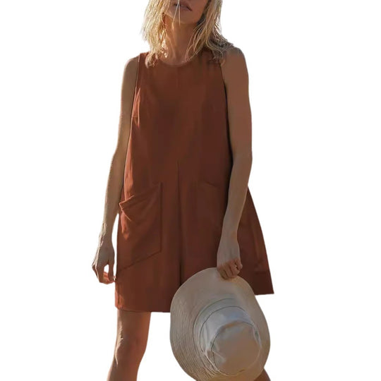 Damen Lässiger Jumpsuit mit praktischen Taschen und weit geschnittenem Design EB