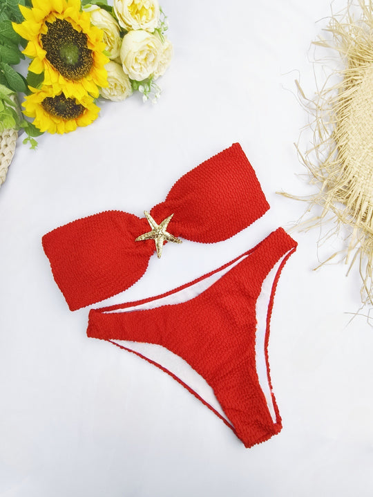 Damen Bikini-Set mit eleganter Schleifenverzierung und verstellbaren Trägern EB