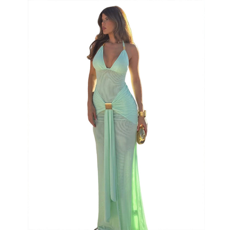 Damen Elegantes Maxikleid mit raffiniertem Wickeldesign EB