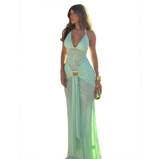 Damen Elegantes Maxikleid mit raffiniertem Wickeldesign EB
