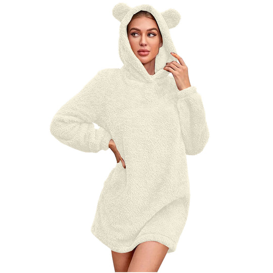 Damen Kuscheliger Hoodie mit Bärenohren EB
