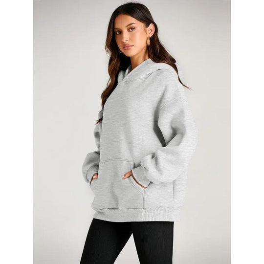 Damen nan oversized Kapuzenpullover mit verlängerter Silhouette und Kängurutasche EB