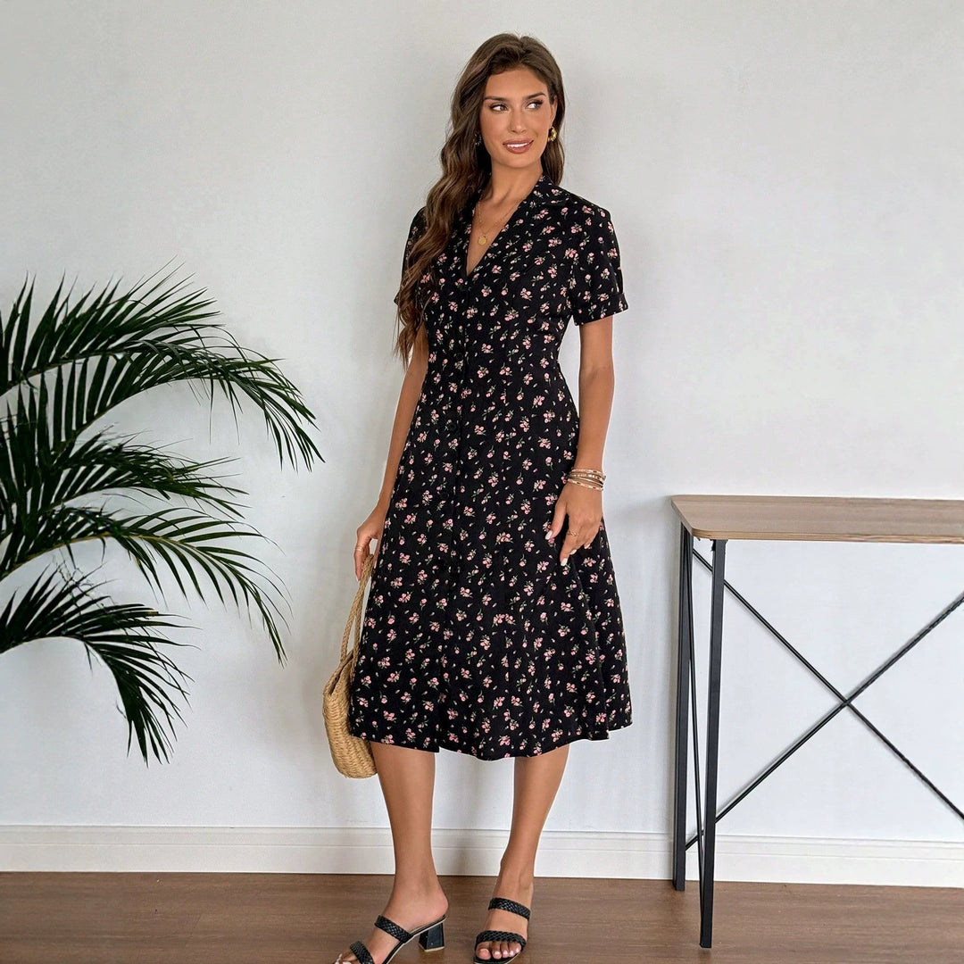 Damen Hemdblusenkleid mit floralen Details EB