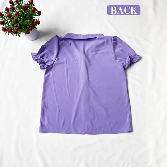 Damen Verspielt geschnittene Bluse mit Puffärmeln und Knopfdetails EB