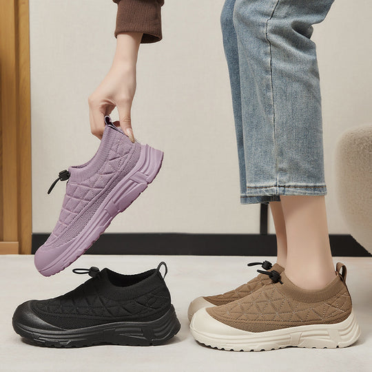 Damen Ultraleichte Slip-On Sneakers mit elastischem Ansatz und rutschfester Sohle EB