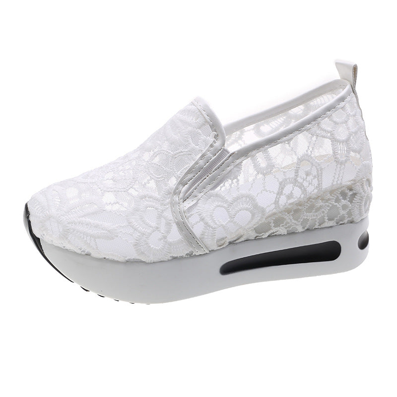 Damen Slip-On Sneakers mit eleganter Spitzenoberfläche und bequemer Dämpfung EB