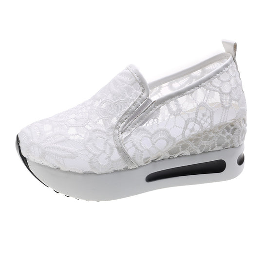 Damen Slip-On Sneakers mit eleganter Spitzenoberfläche und bequemer Dämpfung EB