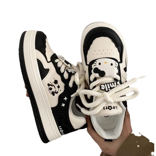 Damen Modische Sneakers mit spielerischem Panda-Design und rutschfester Sohle EB