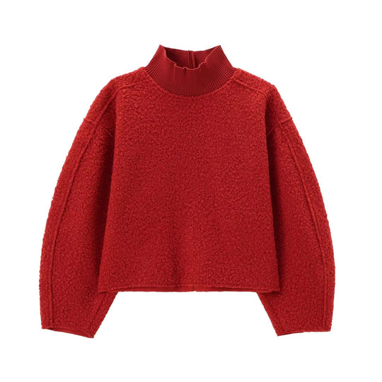 Damen Grobstrickpullover mit hohem Kragen EB