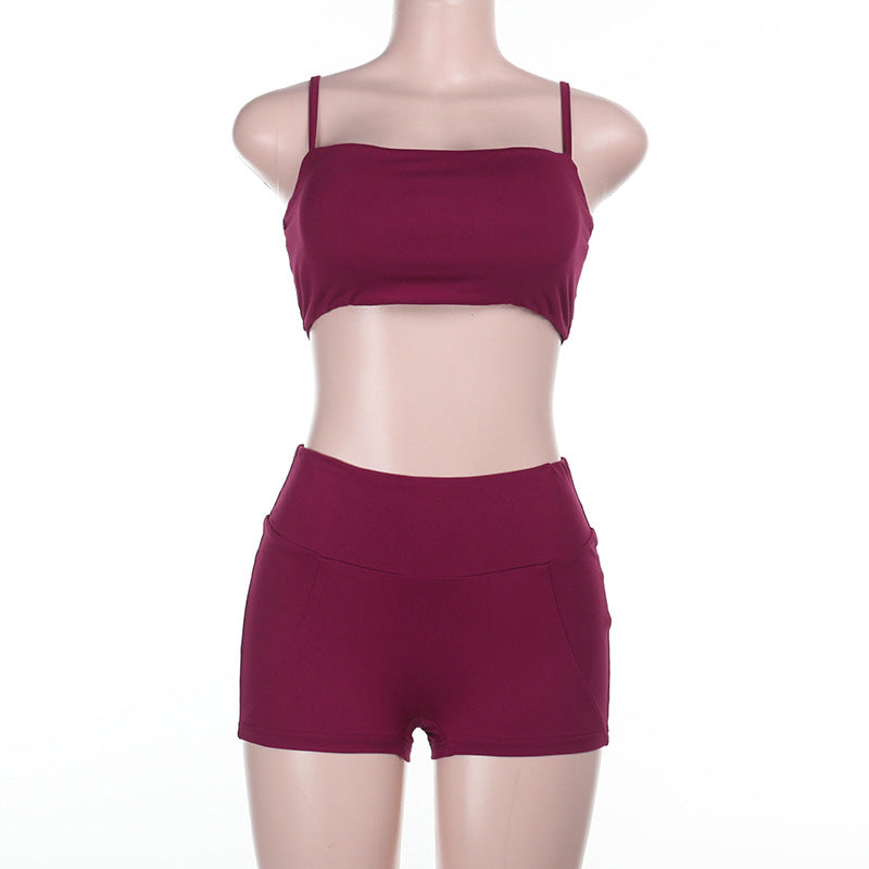 Damen Fitnessoberteil und Shorts-Set EB