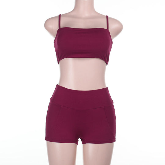Damen Fitnessoberteil und Shorts-Set EB