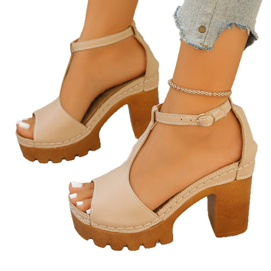 Damen Trendige und komfortable Plateau-Sandalen mit offener Zehenpartie EB