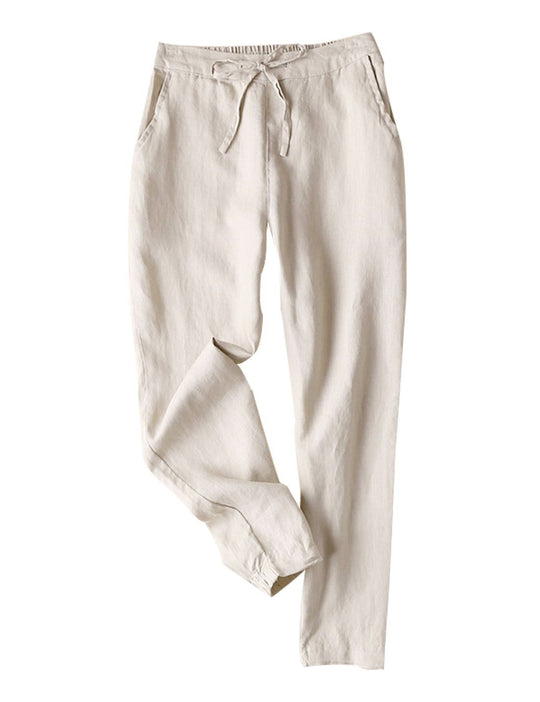 Damen Leichte Chinohose aus atmungsaktivem Leinenmix mit verstellbarem Bund EB