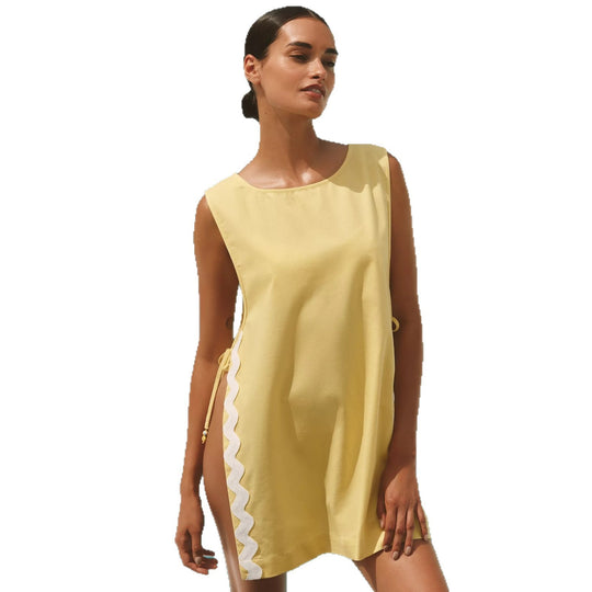 Damen lässiges Sommerkleid mit seitlichen Bindebändern EB