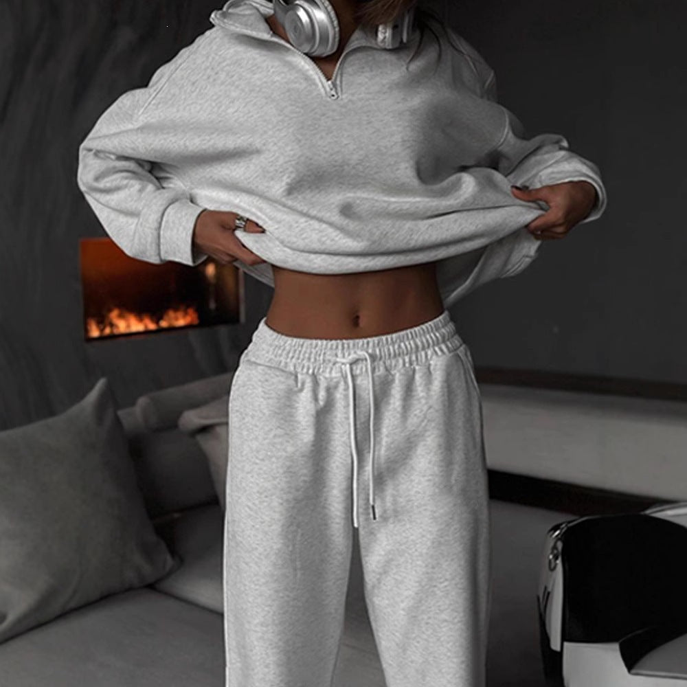 Damen nan lässige Sweatpants mit hohem Komfortbund, innen angerautem Fleece, Kordelzug und tiefen Seitentaschen EB