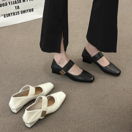 Damen elegante Mary Jane Ballerinas mit modischer Schnalle und komfortablem Fußbett EB