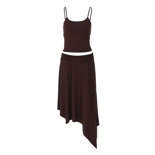 Damen Lässiges Sommerkleid mit asymmetrischem Saum und verstellbaren Trägern EB