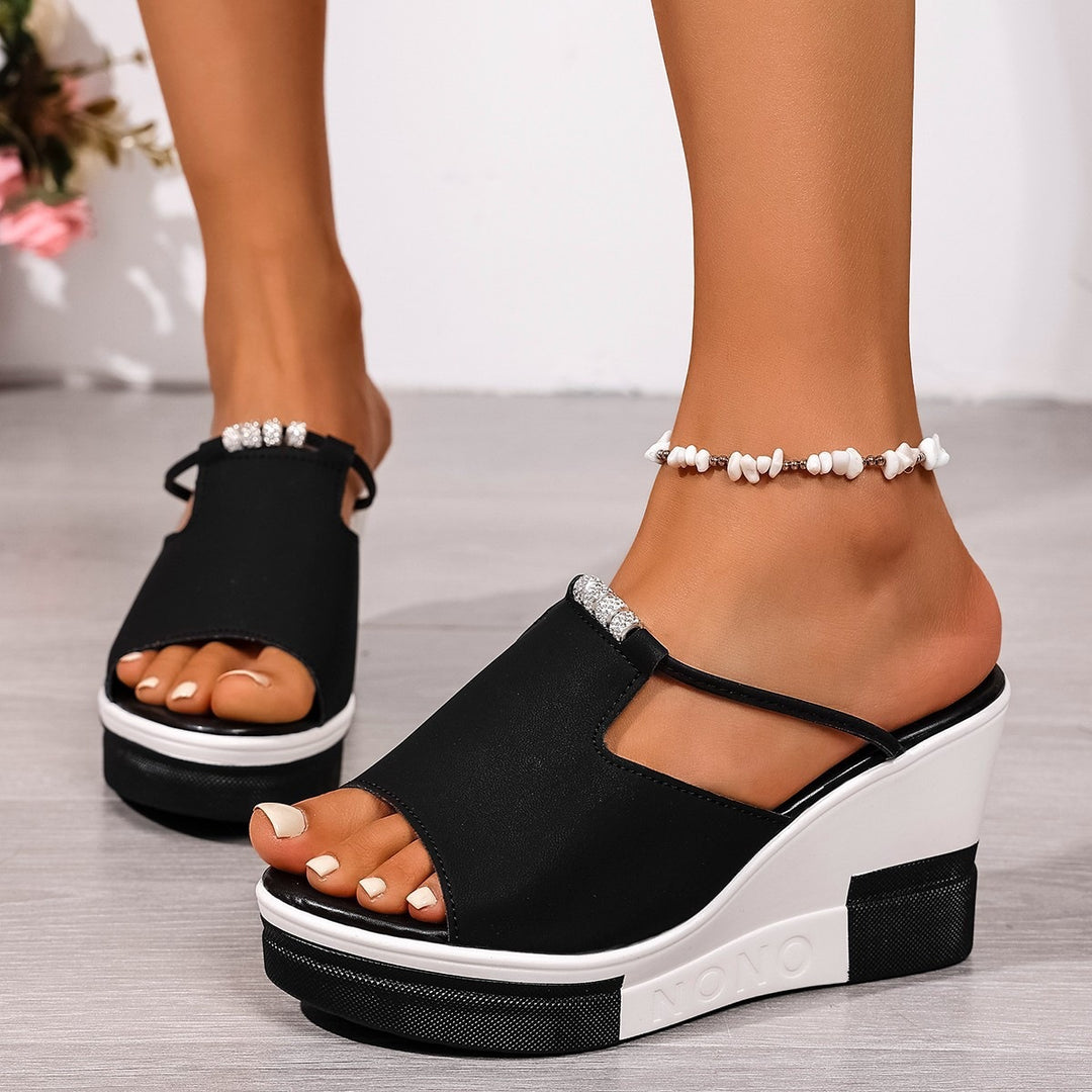 Damen Elegante und komfortable Plateau-Pantoletten EB