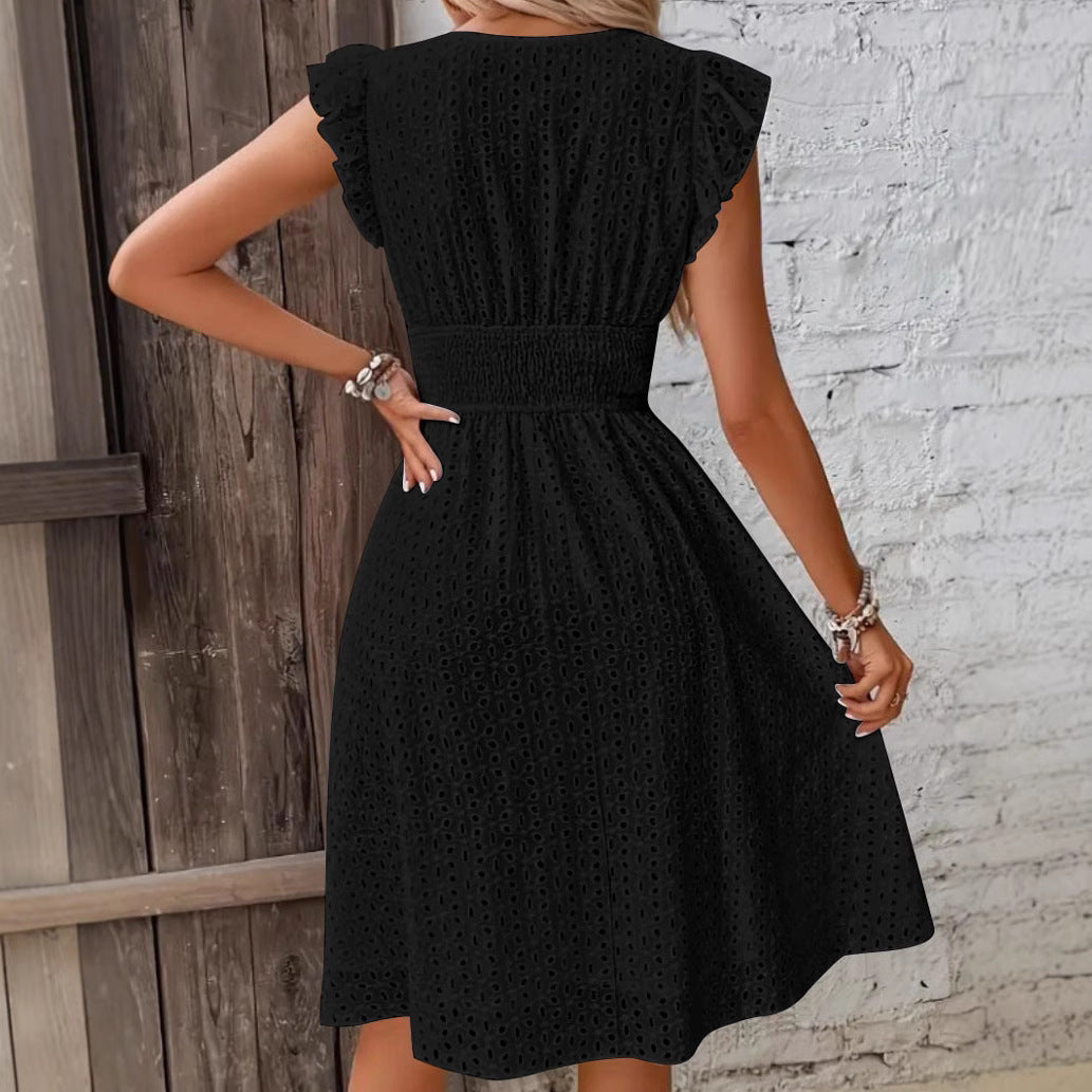 Damen Wickelkleid mit Rüschendetails und figurschmeichelndem Schnitt EB