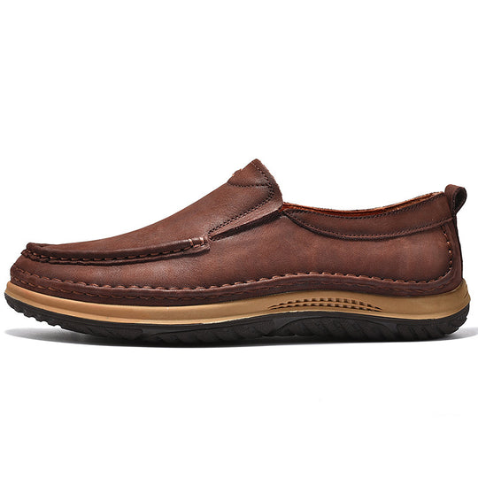 Herren Bequeme Slipper aus hochwertigem Leder mit rutschfester Sohle EB