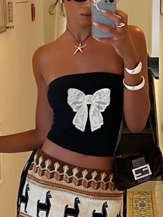 Damen Bandeau-Top mit auffälligem Statement-Aufdruck EB