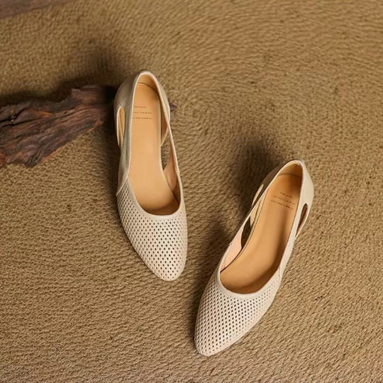 Damen elegante Ballerinas mit atmungsaktivem Lochdesign EB