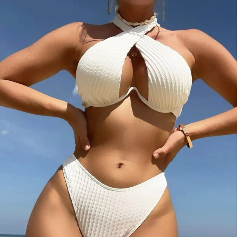 Damen Design-Bikini mit gekreuztem Oberteil EB