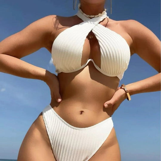 Damen Design-Bikini mit gekreuztem Oberteil EB