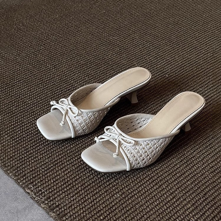 Damen modische Mules mit elegantem Schleifen-Design und komfortablem Absatz EB