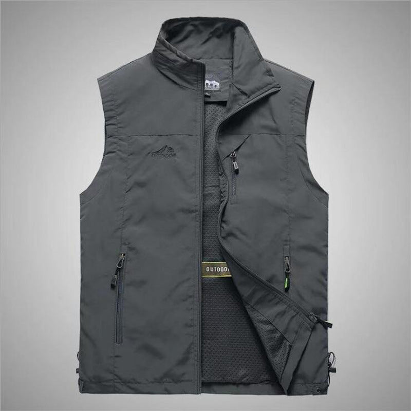 Herren Multifunktionale Outdoorweste mit winddichter Hülle, Netzfutter und Reißverschlusstaschen EB