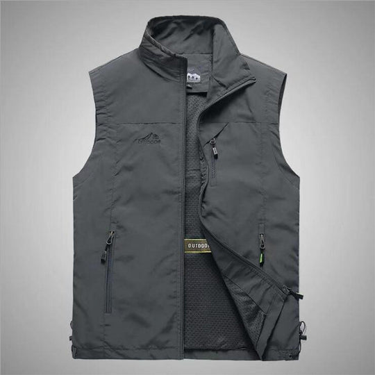 Herren Multifunktionale Outdoorweste mit winddichter Hülle, Netzfutter und Reißverschlusstaschen EB