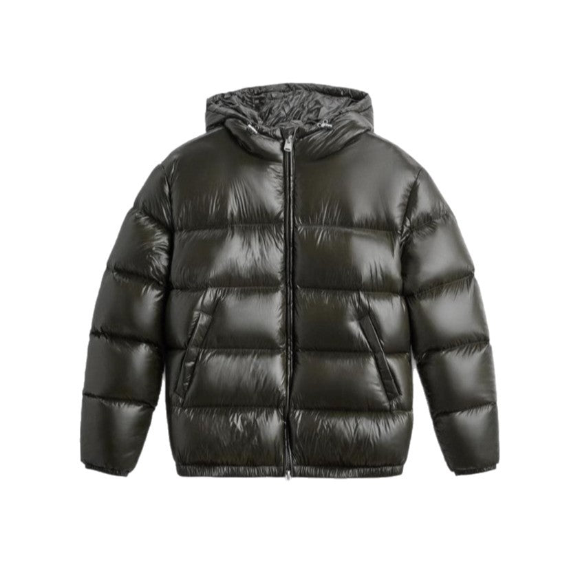 Damen nan glänzende Steppjacke mit Kapuze wattierter Thermofüllung und geradem Komfortschnitt EB