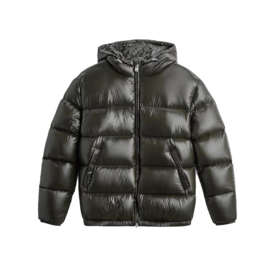 Damen nan glänzende Steppjacke mit Kapuze wattierter Thermofüllung und geradem Komfortschnitt EB
