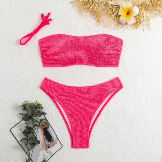 Damen Bandeau-Bikini-Set mit strukturiertem Oberteil und klassischem Schnitt EB