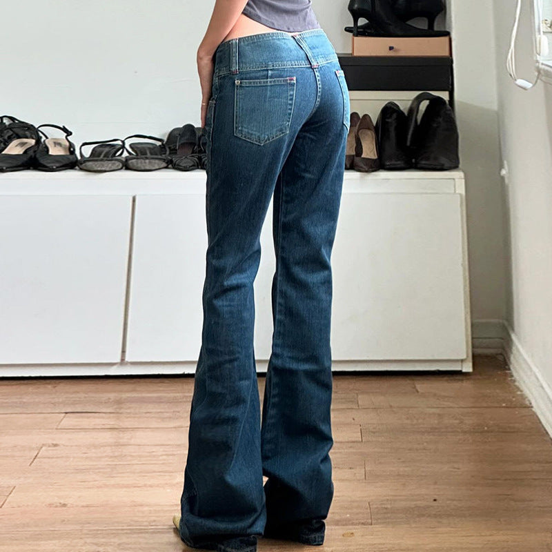 Damen Bootcut Jeans mit hohem Bund und seitlichen Taschen EB