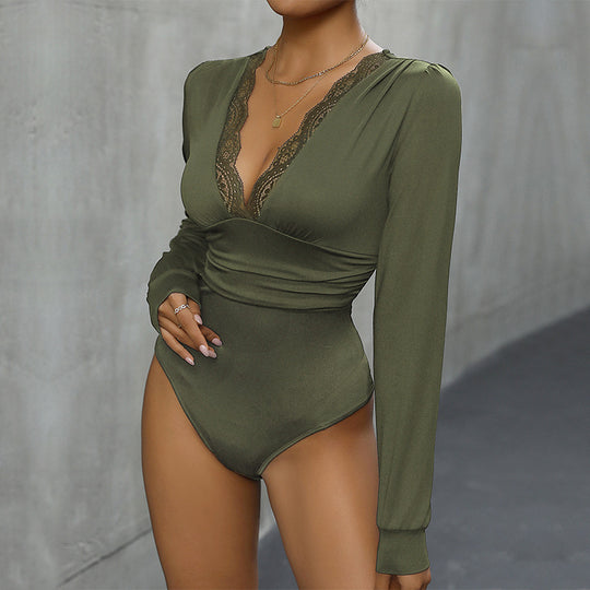 Damen Body mit elegantem Spitzenbesatz und figurumspielendem Schnitt EB