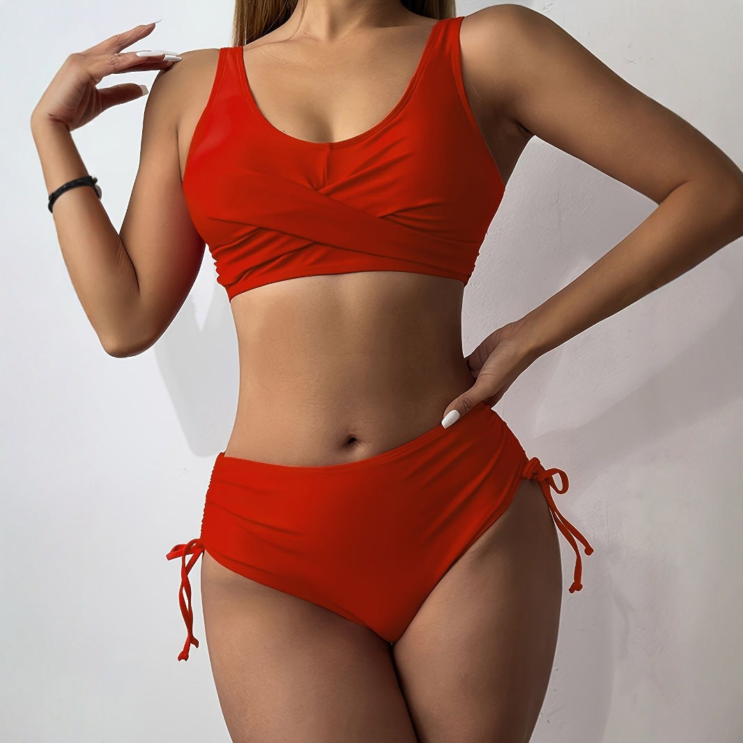 Damen Sportliches Bikini-Set mit Wickel-Design EB