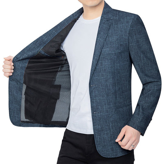 Herren Unstrukturiertes Slim-Fit Sakko mit leichtem Stretch und halber Innenfütterung EB