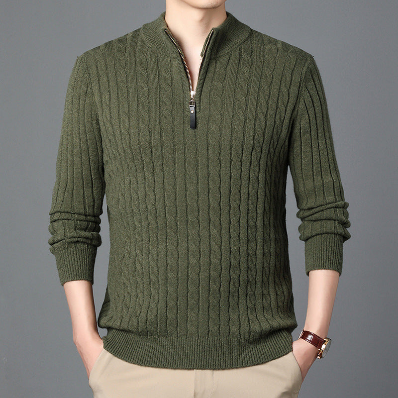 Herren Hochwertiger Strickpullover mit modernem Zipper und Detailstruktur EB