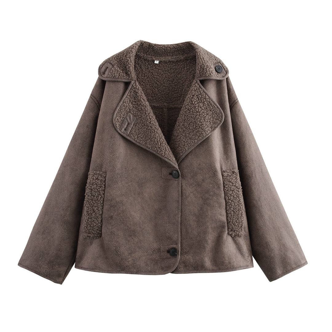 Damen kuschelige Übergangsjacke mit hohem Kragen EB