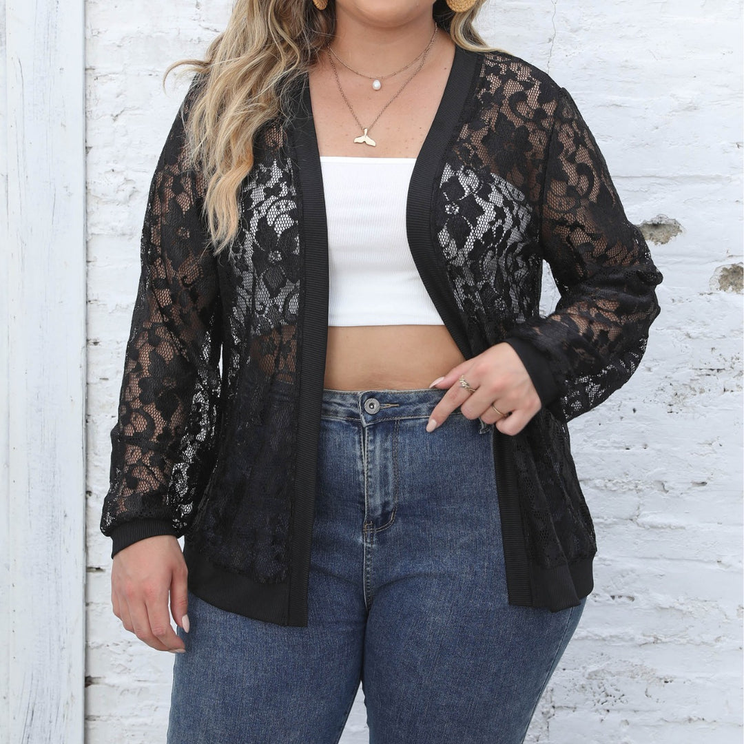Damen luftiger Spitzen-Kimono EB
