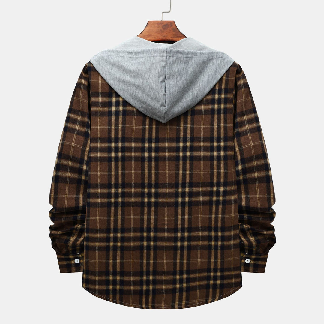 Herren Karo-Hemdjacke mit integrierter Kapuze und lässigem Design EB